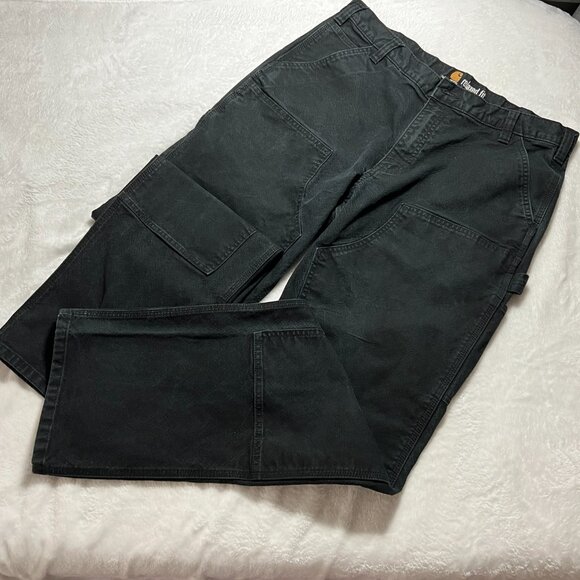 Carhartt Double Knee Carpenter Work Pants Black 38x34(37x32)Relaxed Fit 90s VTG - Picture 2 of 15